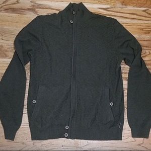 Ted Baker button zip front sweater green men sz 4